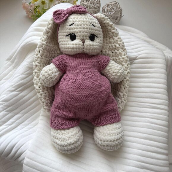 Handmade Crochet Bunny | First Easter Gift | Easter Basket Stuffer - Picture 3 of 5